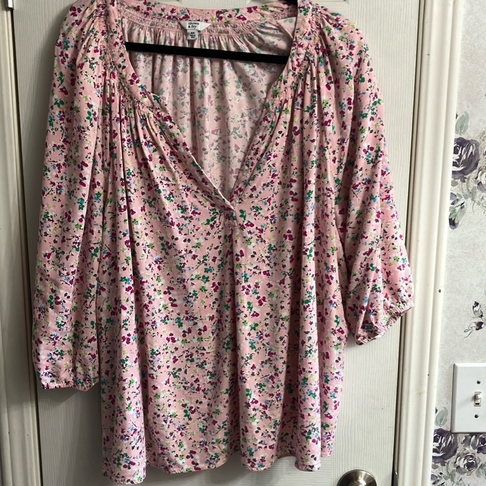 Crown and Ivy blouse, pink floral